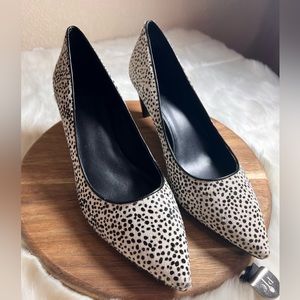 Logo Joan Calf Hair Leather Heels Size 9.5 NWOT